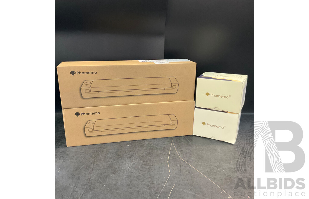 Phomemo M08F A4 Portable Printer & T02 Mini Printer - Lot of 4