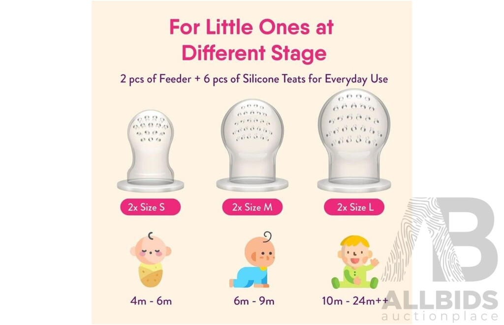 NatureBond Baby Food Feeder/Fruit Feeder Pacifier & Silicone Baby Teether - Vaious Colours - Lot of 60  - Estimated Total RRP $1,167