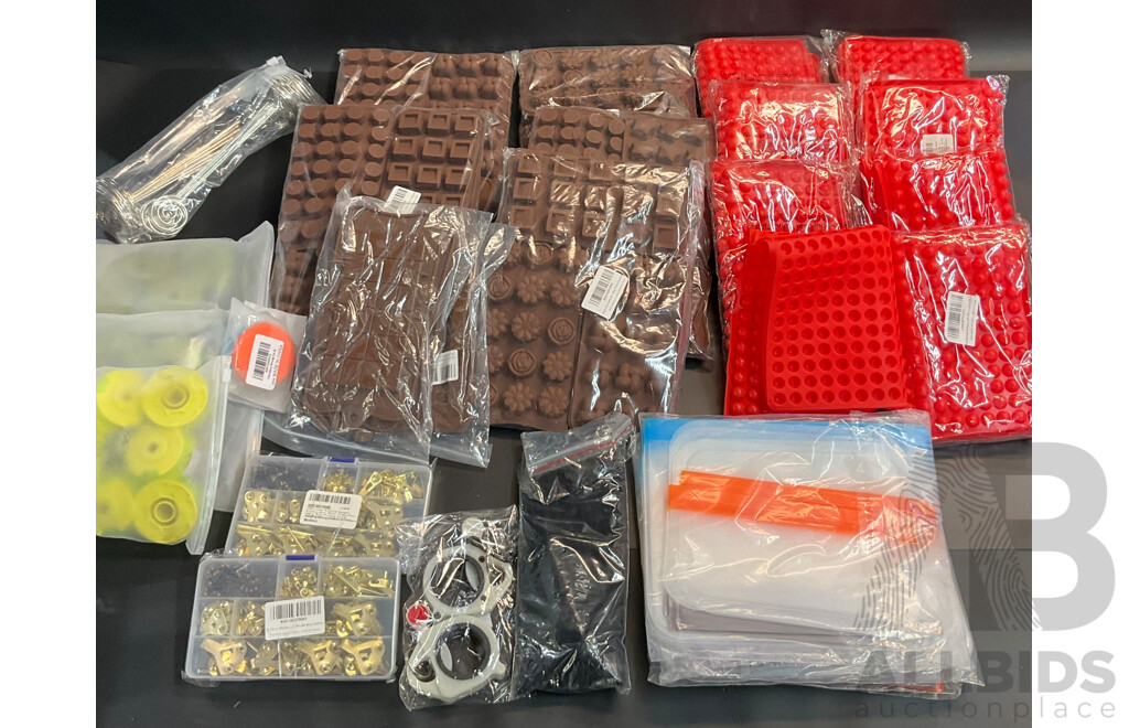 Bulk Lot - Assorted Silicone Molds and Reusable Storage Bags and Other Household Items