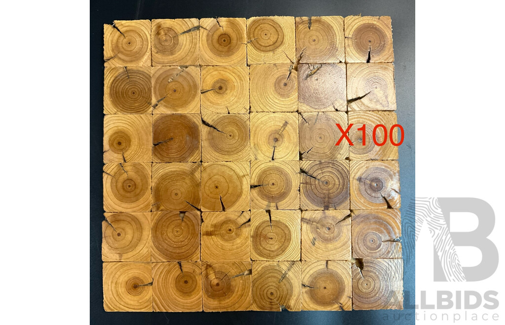 Ringwood End Grain Mosaic Design Tiles for Walls or Flooring - Total of 100 Tiles