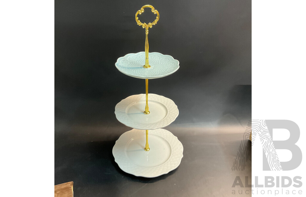 2x Cake Stand with Assorted Cookies/ Snacks Packaging , Thanks Tag and Cake Base