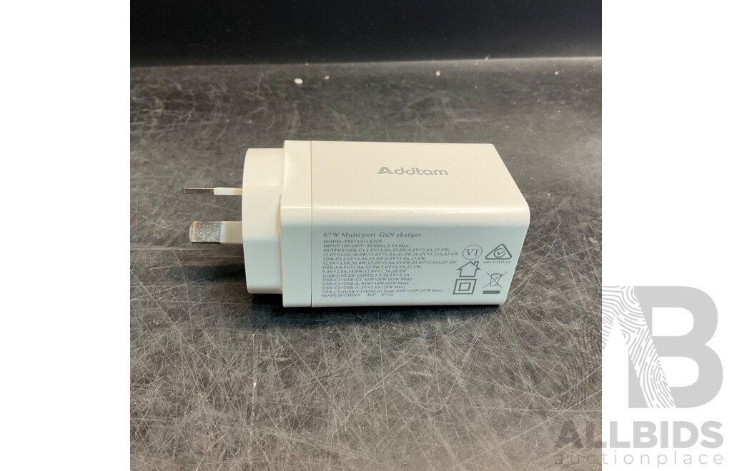 Addtam 67W Multi Port GaN Charger - Lot of 20