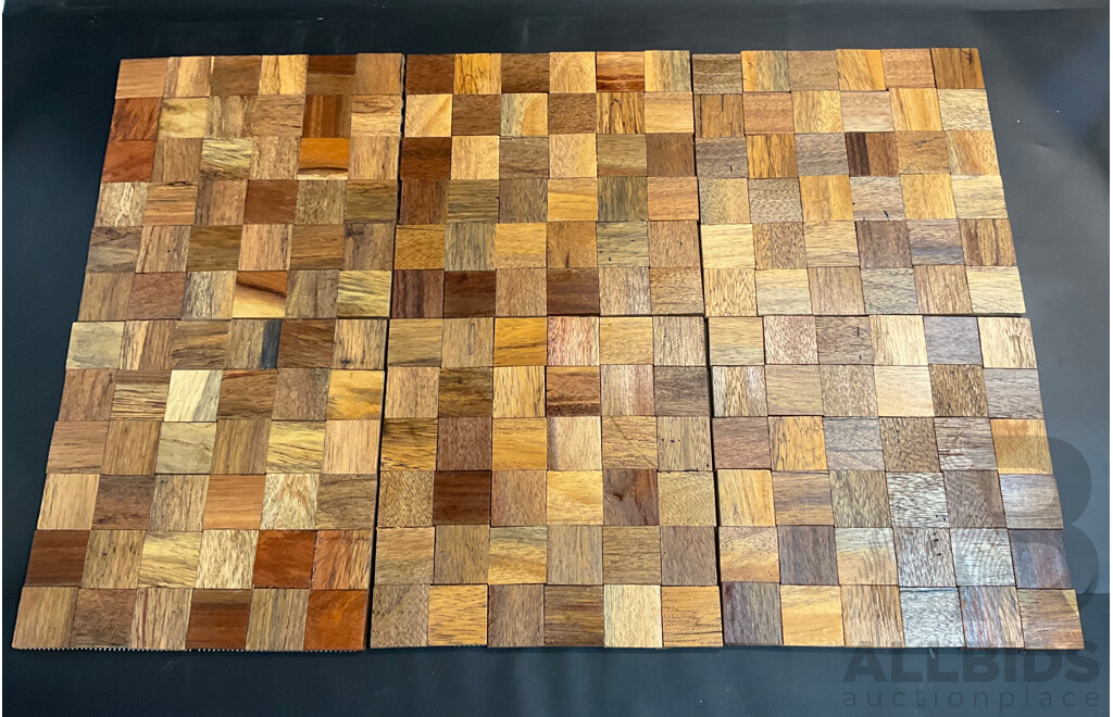 Wood Mosaic Design Tiles for Walls or Flooring - Total of 60 Tiles