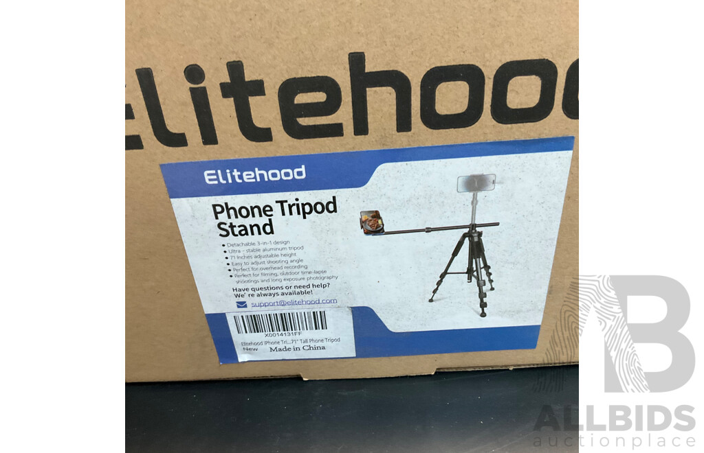 Box of  Australia Power Cable with Mixed Household Items Included Phone Tripod Stand, Oiler, Mini Speaker ,Mini Printer and More