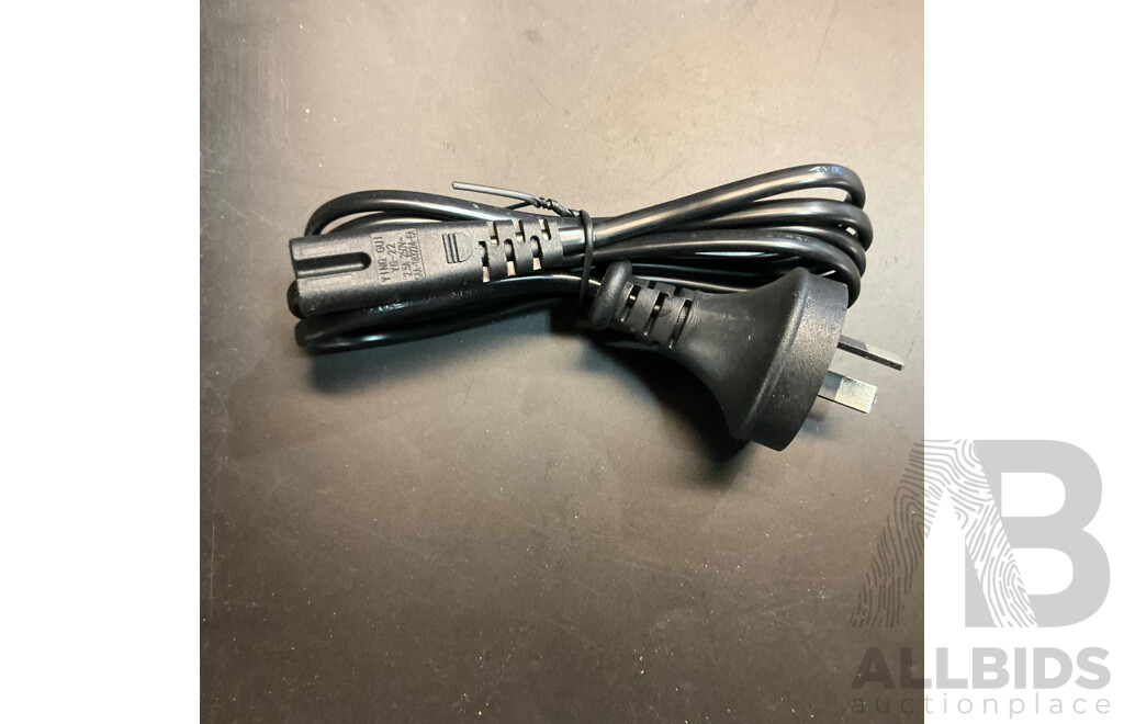 Box of  Australia Power Cable with Mixed Household Items Included Phone Tripod Stand, Oiler, Mini Speaker ,Mini Printer and More