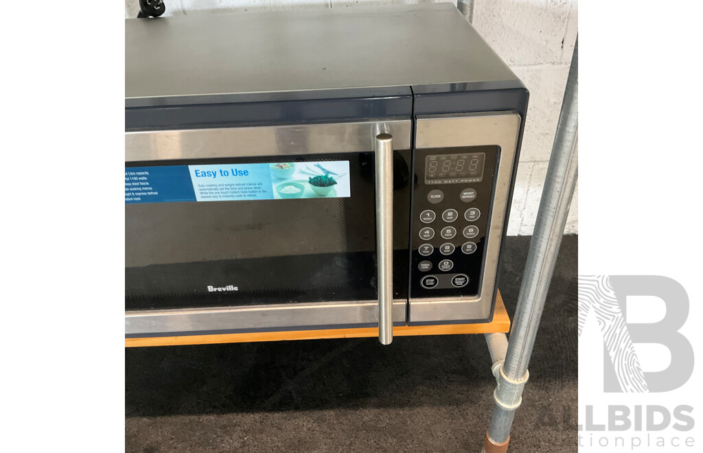 Custom Work Bench with Lumina 34L Rotisserie Oven & Breville BM0300 Microwave & Philips HD9220 Airfryer &Westinghouse 140 Fridge