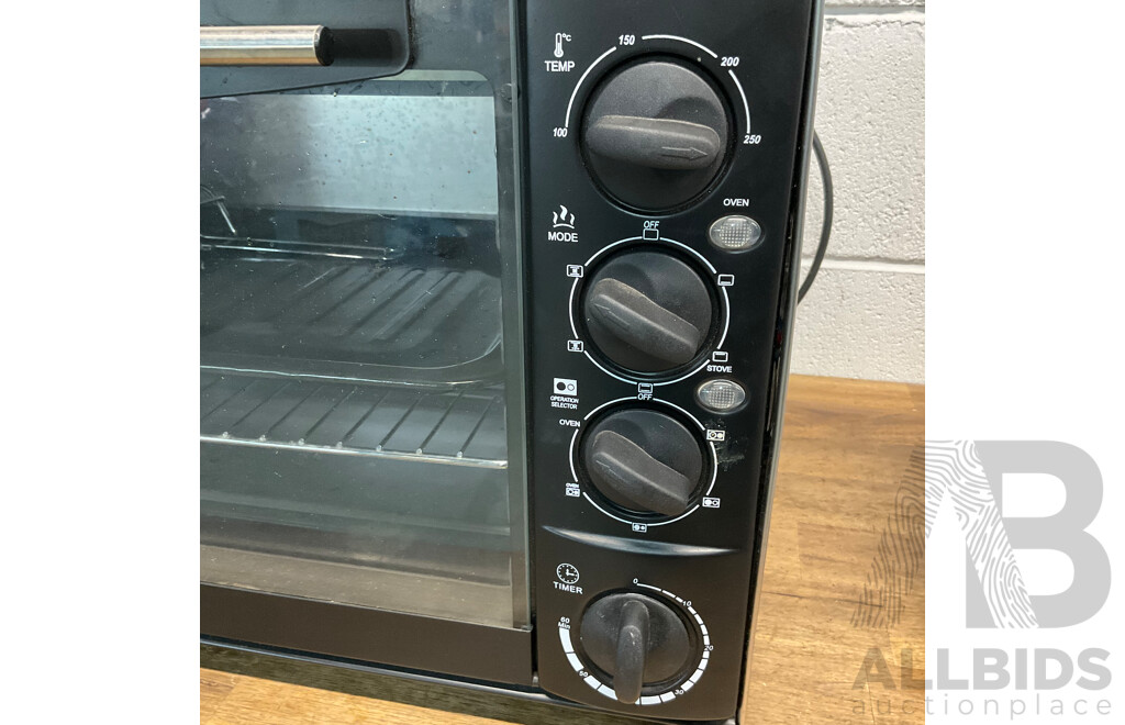 Custom Work Bench with Lumina 34L Rotisserie Oven & Breville BM0300 Microwave & Philips HD9220 Airfryer &Westinghouse 140 Fridge