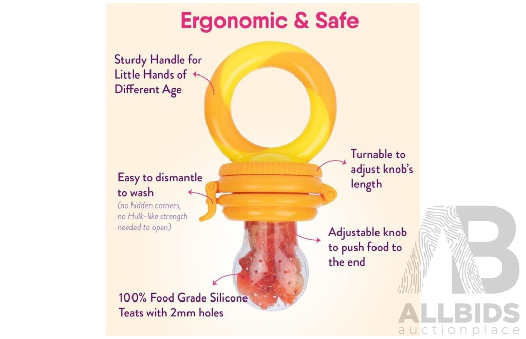 NatureBond Baby Food Feeder/Fruit Feeder Pacifier (Sunshine Orange Lemonade Yellow) - Lot of 76 - Estimated Total $ 1,672