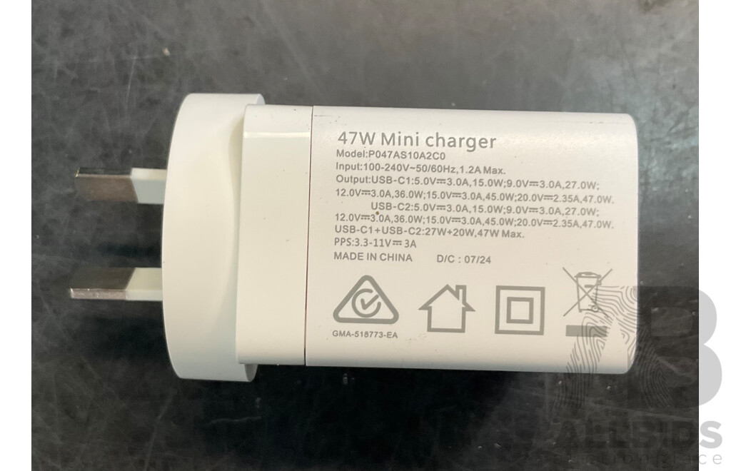 Mixed Lot - Addtam 100W Desktop GaN Charger &  67W Multi Port GaN Charger & 47W Mini Type-C Charger/ Adaptor - Lot of 25