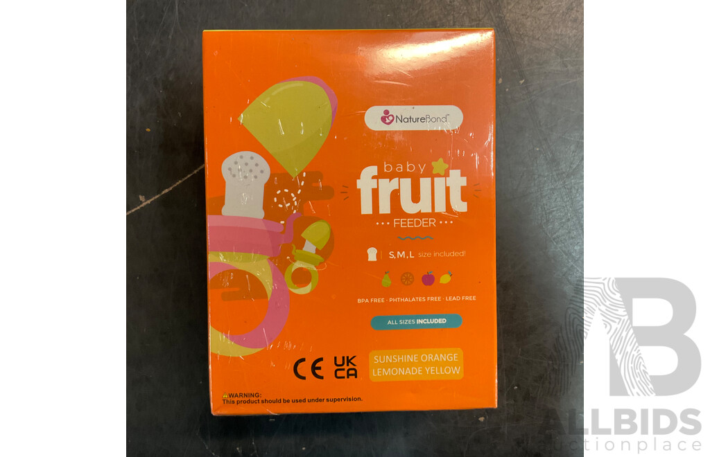 NatureBond Baby Food Feeder/Fruit Feeder Pacifier (Sunshine Orange Lemonade Yellow) - Lot of 72 - Estimated Total $ 1,584