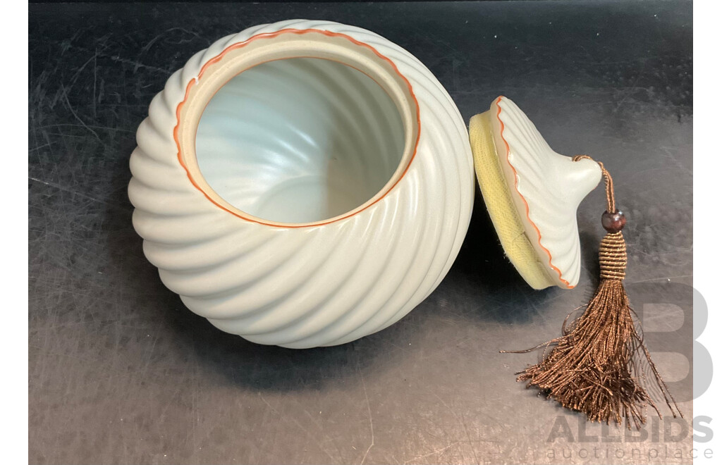 White Ornate Embossed Ceramic Teapot X3 & Y! Handmade Ceramic Tea Caddy Canister (white) X6 - Lot of 9