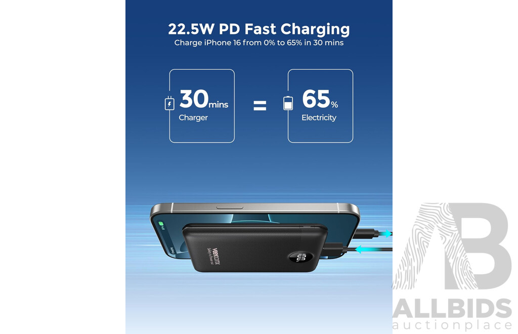 Addtam 100W Desktop GaN Charger X10 & Veektomx 10000mAh Power Bank ( Assorted Colour) X10 - Lot of 20