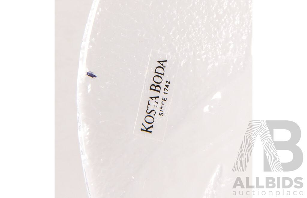 Nice Collection Mid Century Kosta Boda Glassware Including Vase with Green Feature by Ulrica Hydman, Candle Holder in Original Box by Monica Backstrom and More