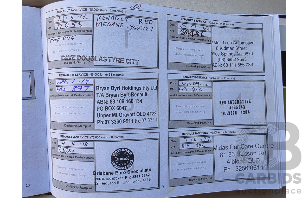 9/2011 Renault Megane Privilege X32 5d Hatchback Red 2.0L