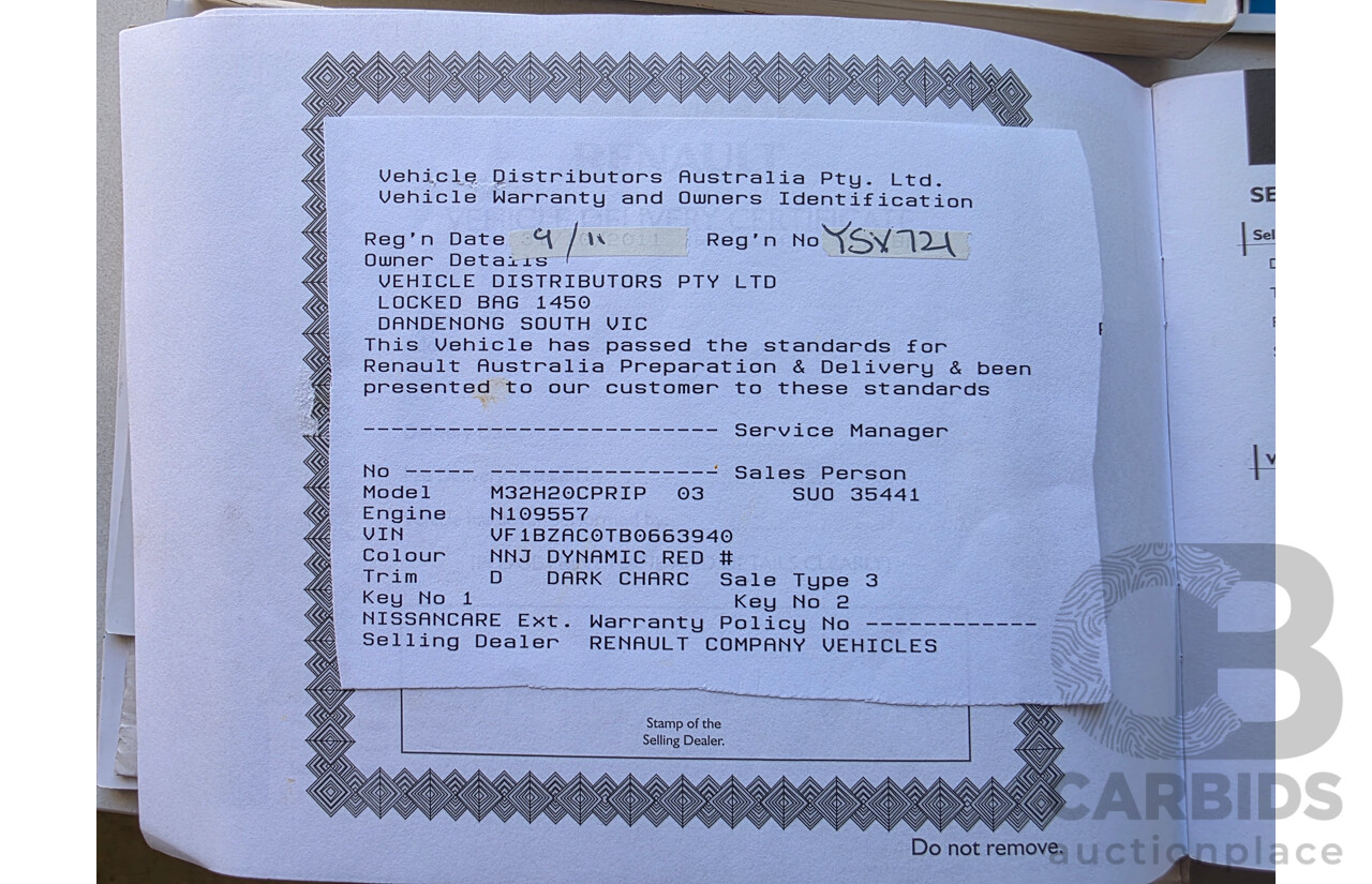 9/2011 Renault Megane Privilege X32 5d Hatchback Red 2.0L