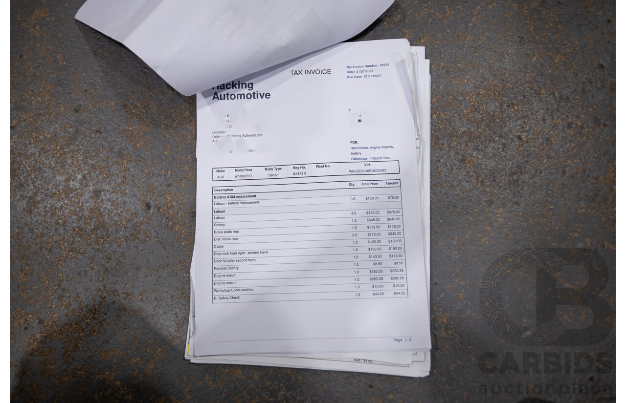 8/2011 Audi A7 Sportback 3.0 TFSI Quattro 4G 5d Hatchback Ibis White 3.0L