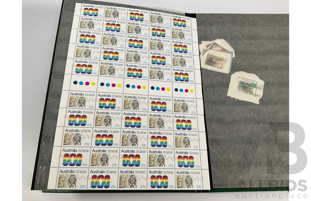 Collection of Australian Mostly Mint Stamps, Strips and Blocks, First Day Covers and Stamp Packs Including Colonial NSW, QLD, SA, VIC, Sets, ABC 50th Anniversary Sheet