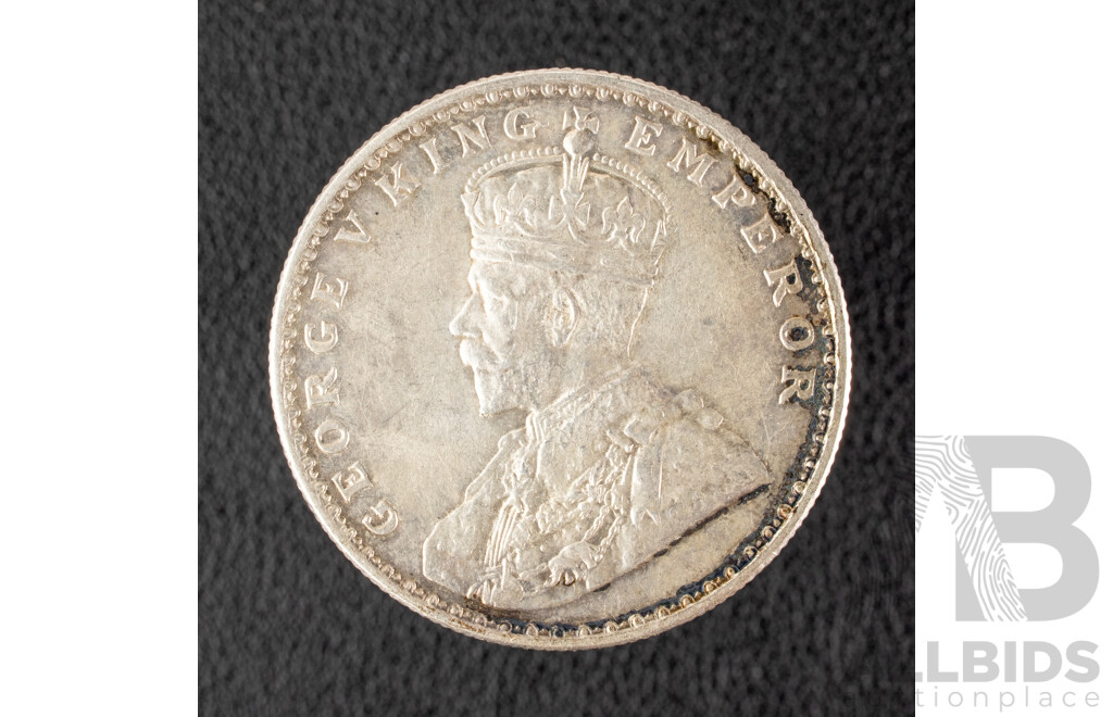 India 1918 Silver One Rupee Coin .917