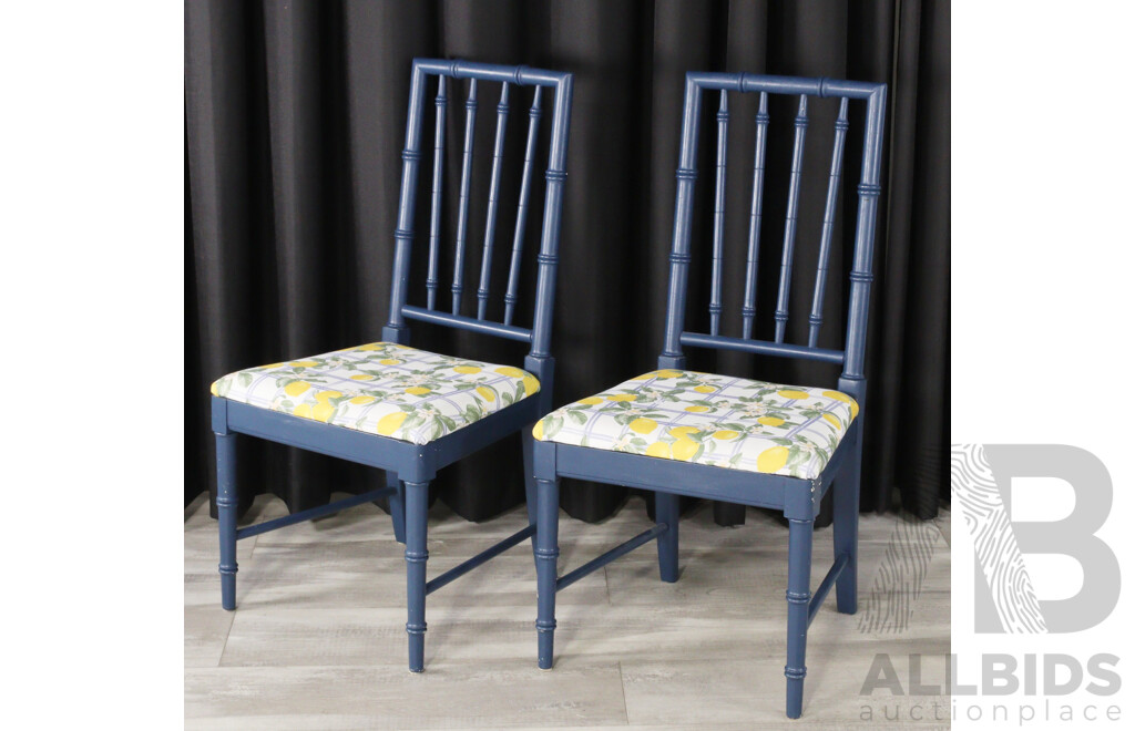Pair of Painted Faux Bamboo Dining Chairs