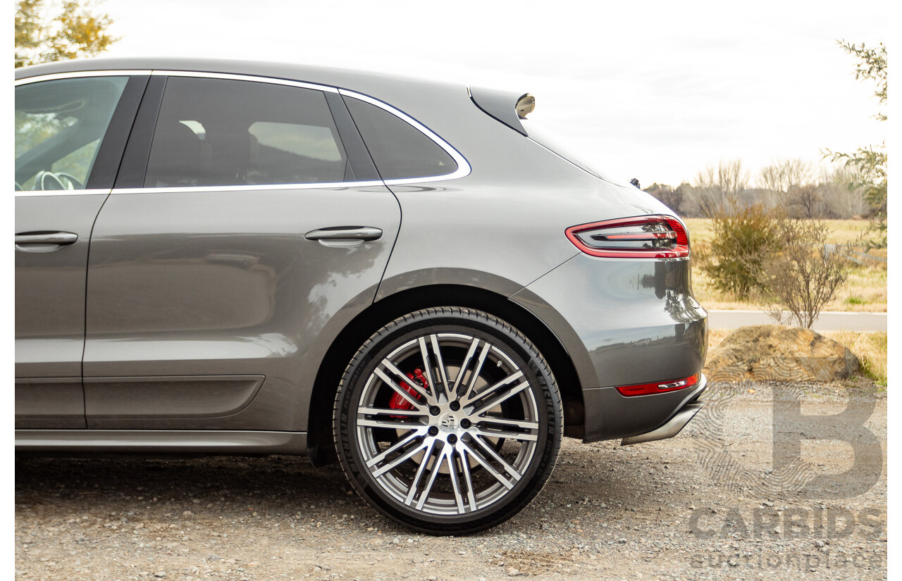 10/2014 Porsche Macan Turbo (AWD) 95B MY15 4d Wagon Agate Grey Metallic Twin Turbo V6 3.6L
