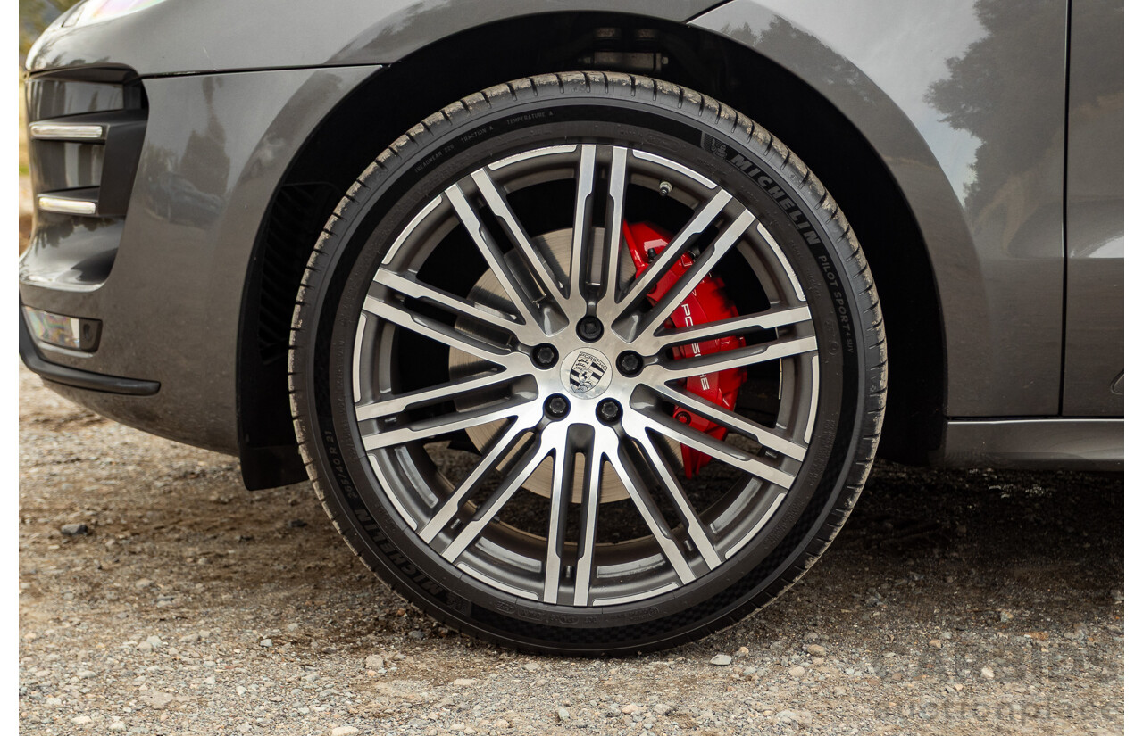 10/2014 Porsche Macan Turbo (AWD) 95B MY15 4d Wagon Agate Grey Metallic Twin Turbo V6 3.6L