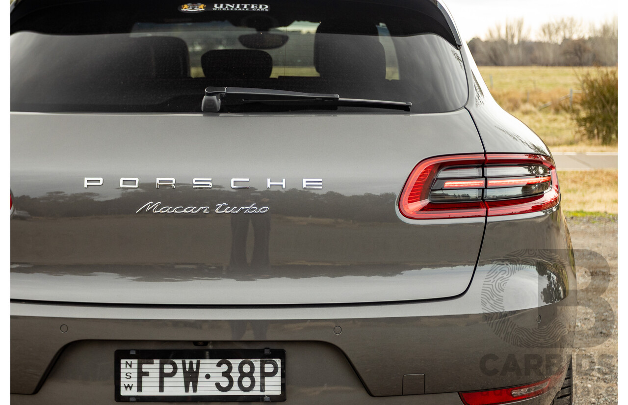 10/2014 Porsche Macan Turbo (AWD) 95B MY15 4d Wagon Agate Grey Metallic Twin Turbo V6 3.6L
