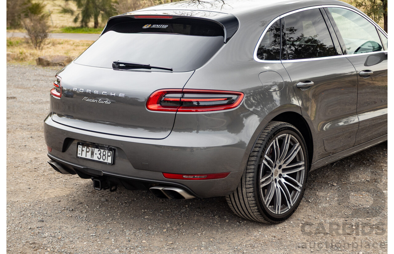 10/2014 Porsche Macan Turbo (AWD) 95B MY15 4d Wagon Agate Grey Metallic Twin Turbo V6 3.6L