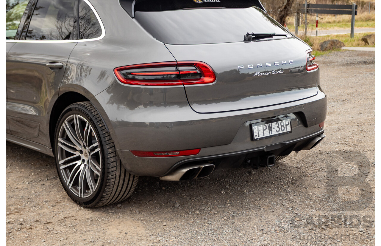 10/2014 Porsche Macan Turbo (AWD) 95B MY15 4d Wagon Agate Grey Metallic Twin Turbo V6 3.6L