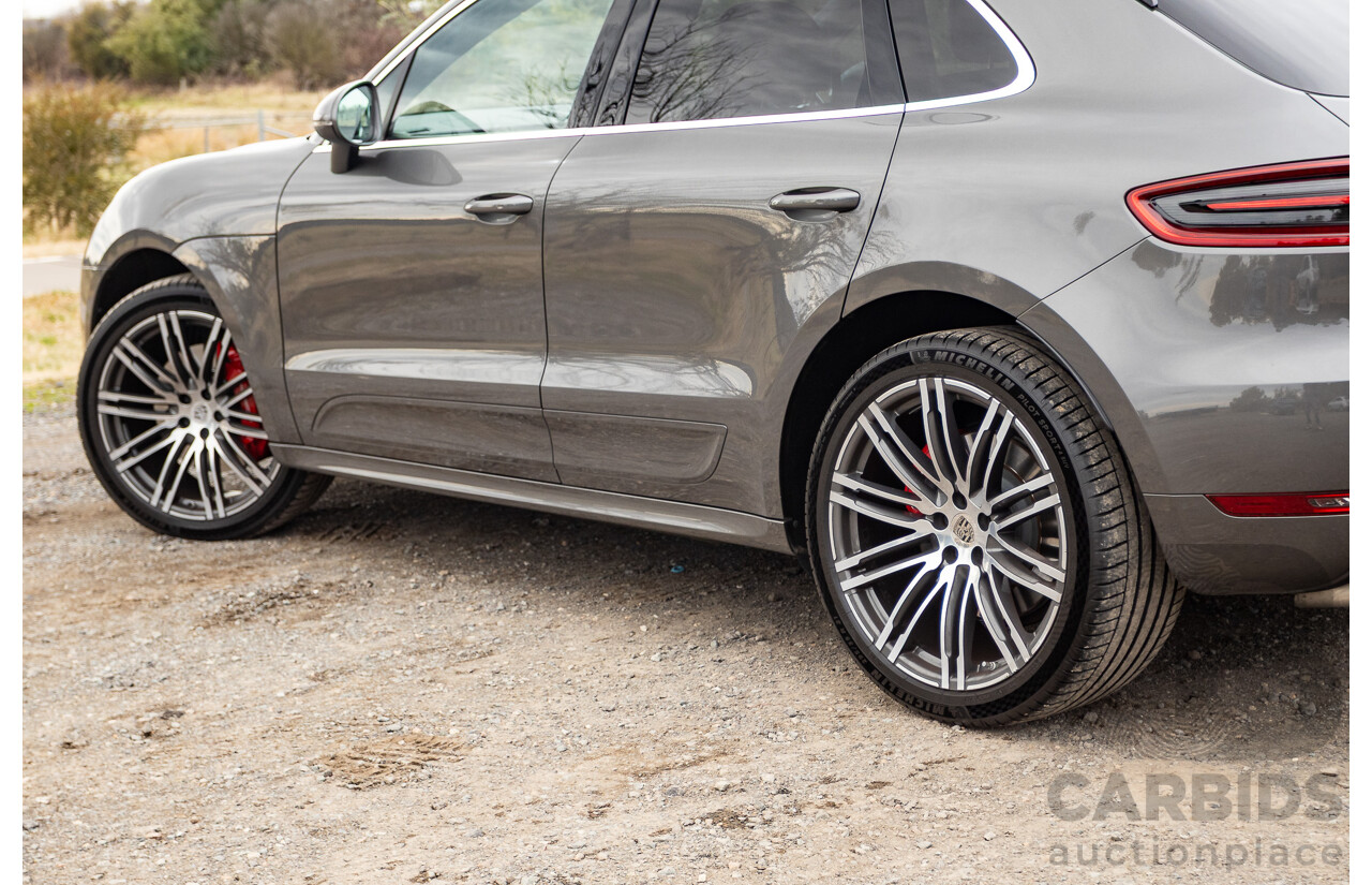 10/2014 Porsche Macan Turbo (AWD) 95B MY15 4d Wagon Agate Grey Metallic Twin Turbo V6 3.6L