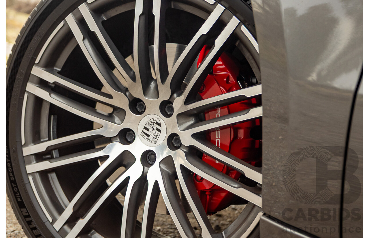 10/2014 Porsche Macan Turbo (AWD) 95B MY15 4d Wagon Agate Grey Metallic Twin Turbo V6 3.6L