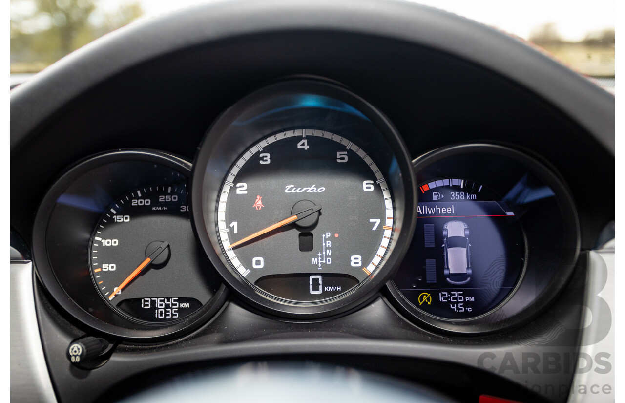 10/2014 Porsche Macan Turbo (AWD) 95B MY15 4d Wagon Agate Grey Metallic Twin Turbo V6 3.6L