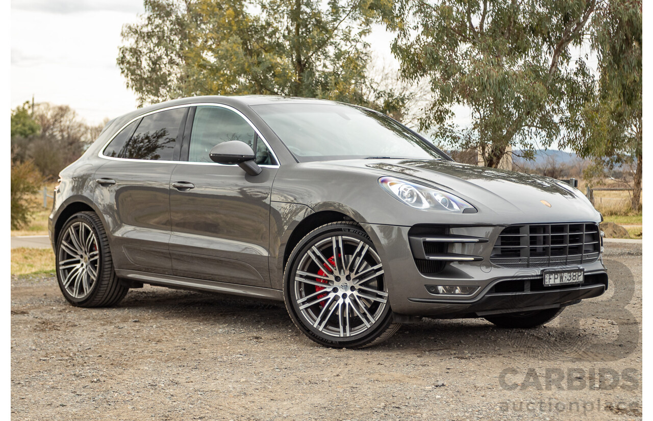 10/2014 Porsche Macan Turbo (AWD) 95B MY15 4d Wagon Agate Grey Metallic Twin Turbo V6 3.6L