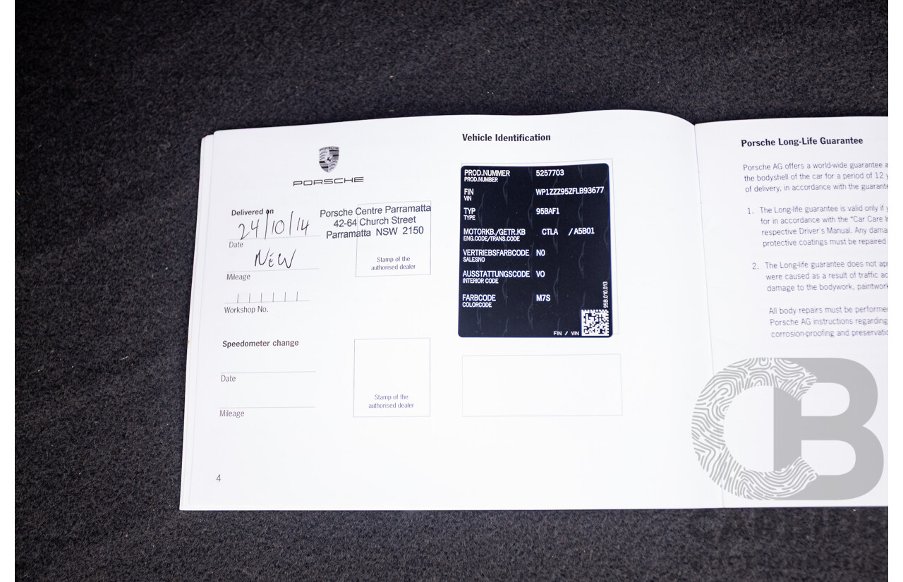 10/2014 Porsche Macan Turbo (AWD) 95B MY15 4d Wagon Agate Grey Metallic Twin Turbo V6 3.6L