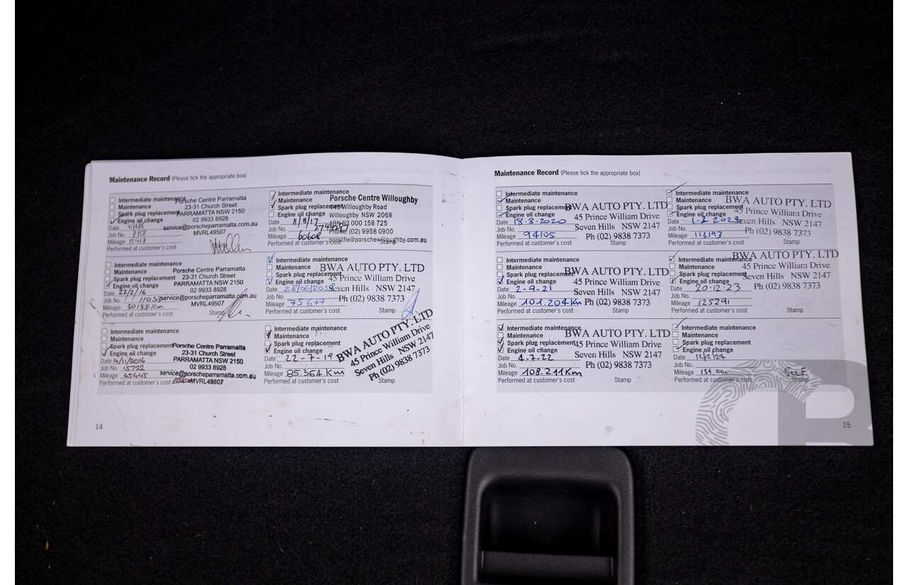 10/2014 Porsche Macan Turbo (AWD) 95B MY15 4d Wagon Agate Grey Metallic Twin Turbo V6 3.6L