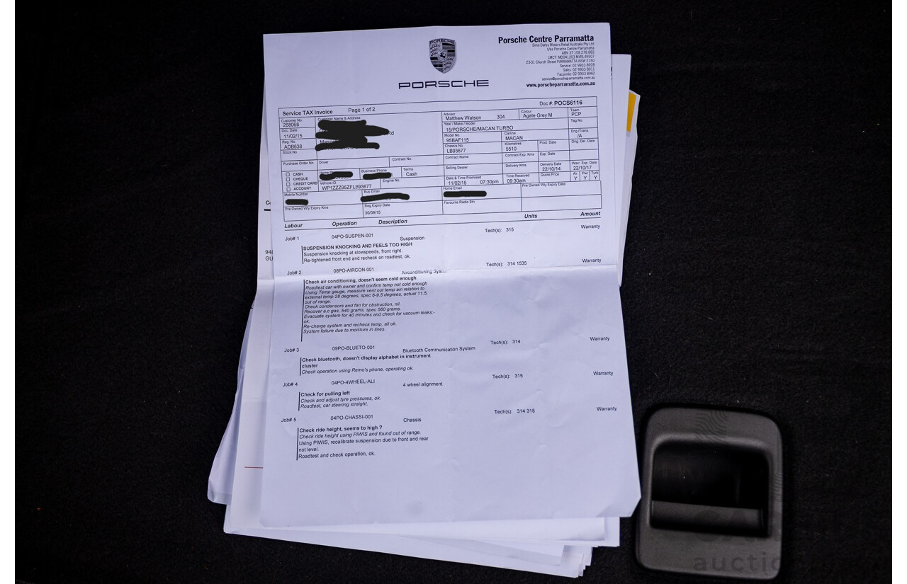 10/2014 Porsche Macan Turbo (AWD) 95B MY15 4d Wagon Agate Grey Metallic Twin Turbo V6 3.6L