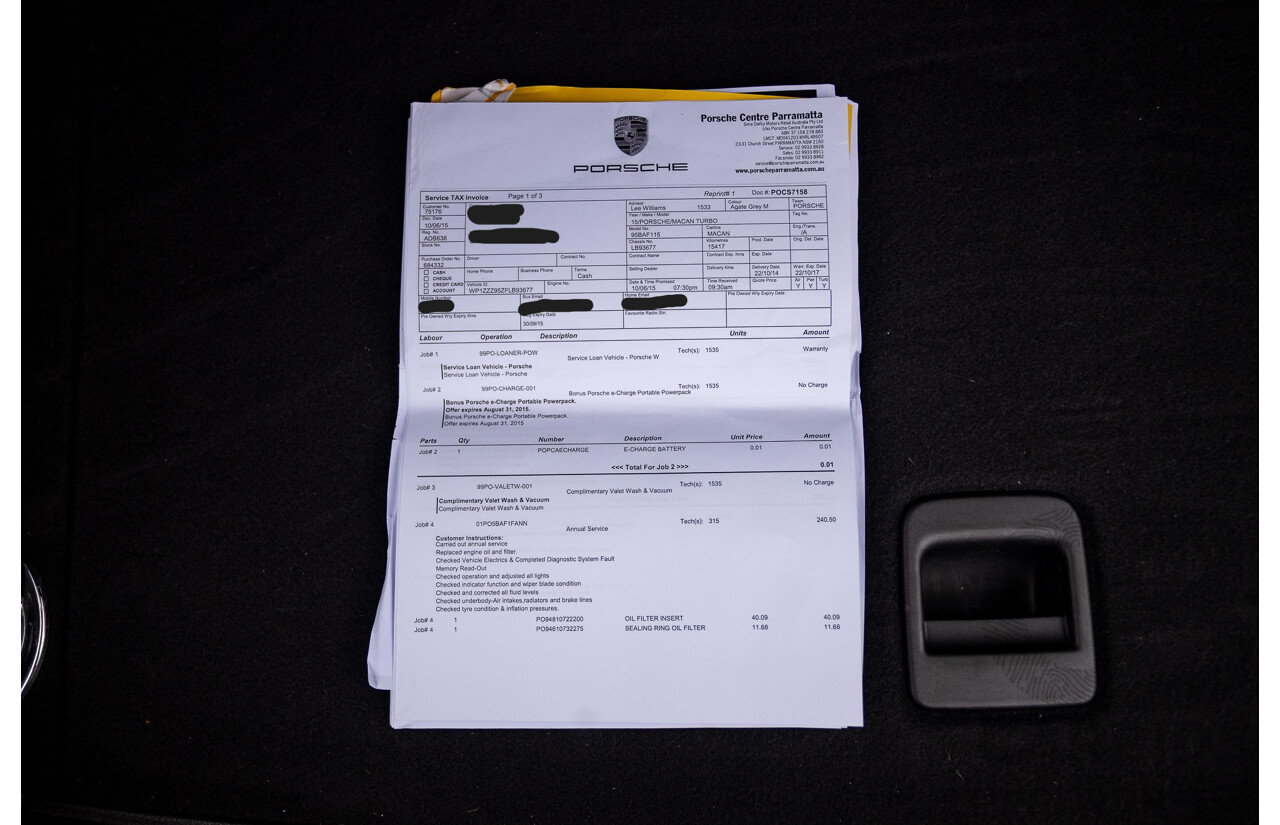 10/2014 Porsche Macan Turbo (AWD) 95B MY15 4d Wagon Agate Grey Metallic Twin Turbo V6 3.6L