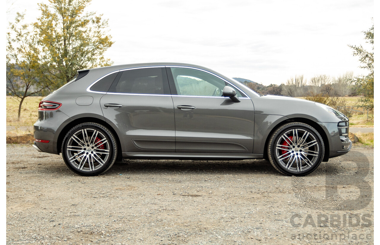 10/2014 Porsche Macan Turbo (AWD) 95B MY15 4d Wagon Agate Grey Metallic Twin Turbo V6 3.6L