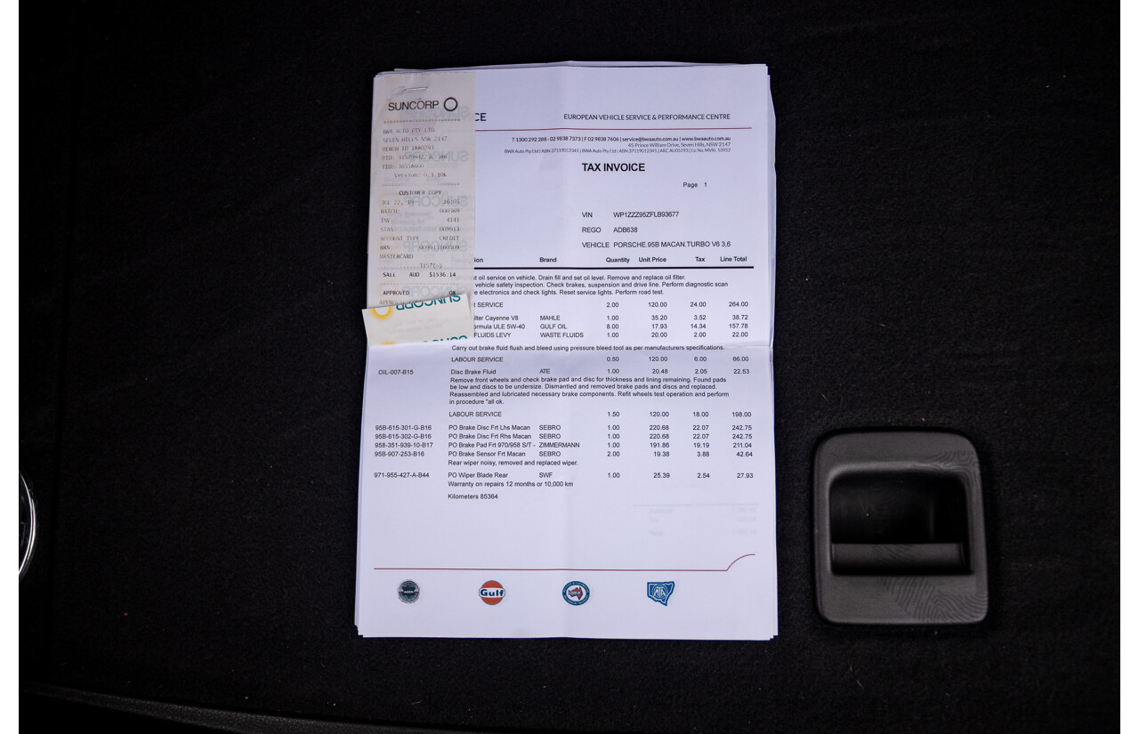 10/2014 Porsche Macan Turbo (AWD) 95B MY15 4d Wagon Agate Grey Metallic Twin Turbo V6 3.6L