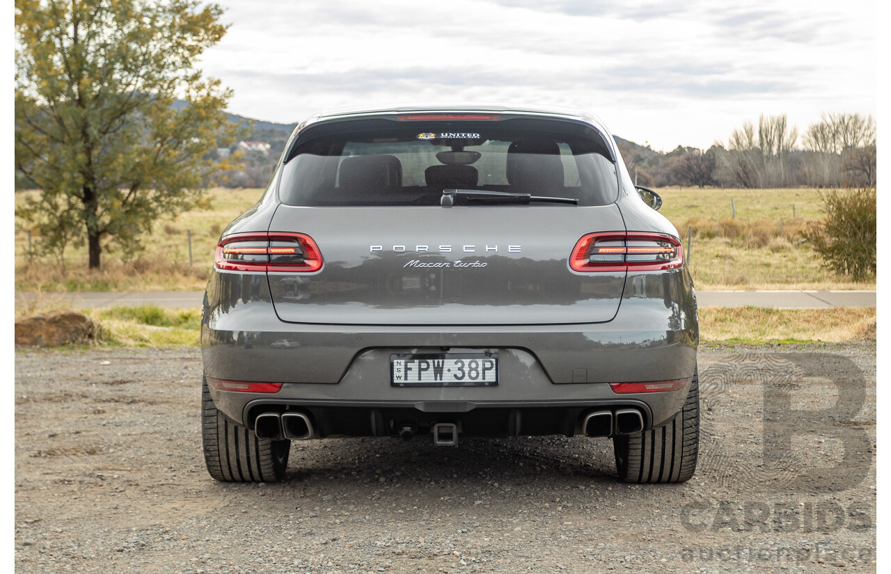 10/2014 Porsche Macan Turbo (AWD) 95B MY15 4d Wagon Agate Grey Metallic Twin Turbo V6 3.6L