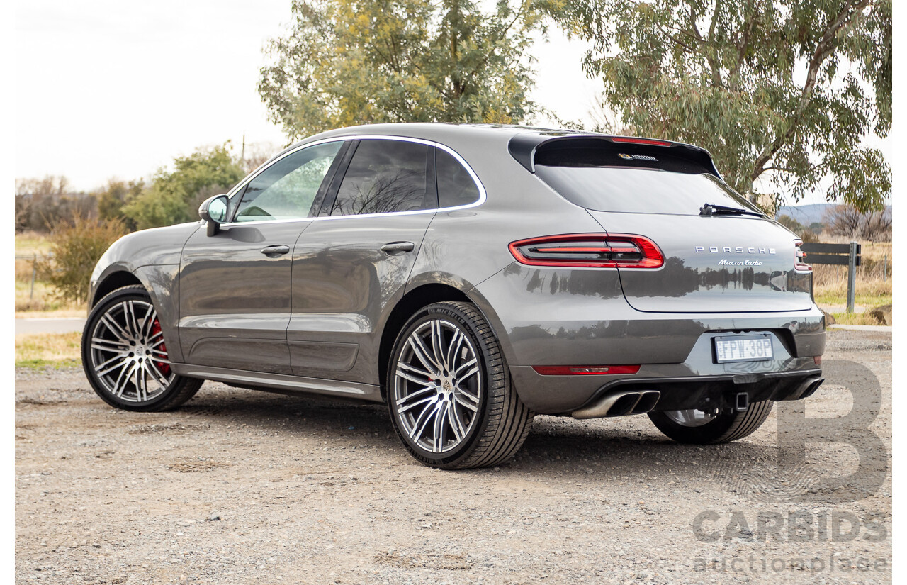 10/2014 Porsche Macan Turbo (AWD) 95B MY15 4d Wagon Agate Grey Metallic Twin Turbo V6 3.6L
