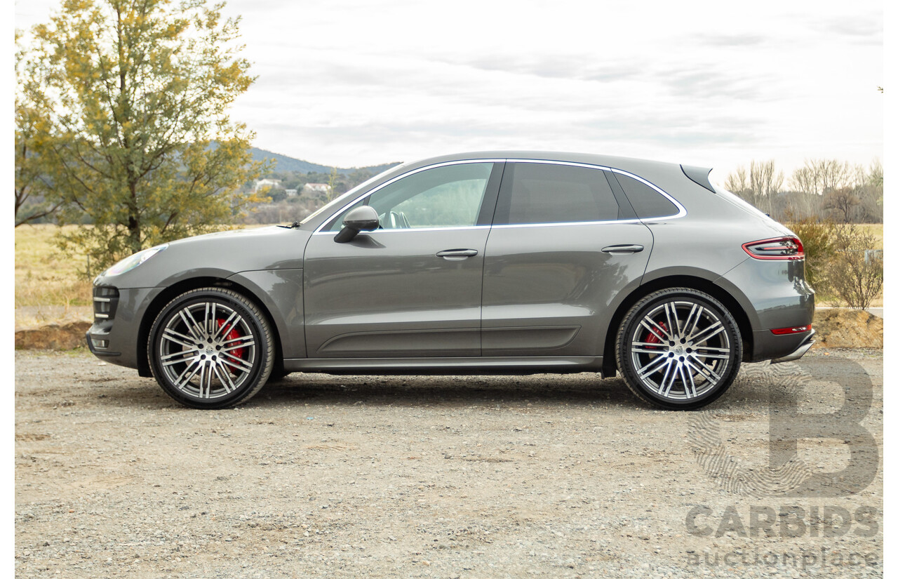 10/2014 Porsche Macan Turbo (AWD) 95B MY15 4d Wagon Agate Grey Metallic Twin Turbo V6 3.6L