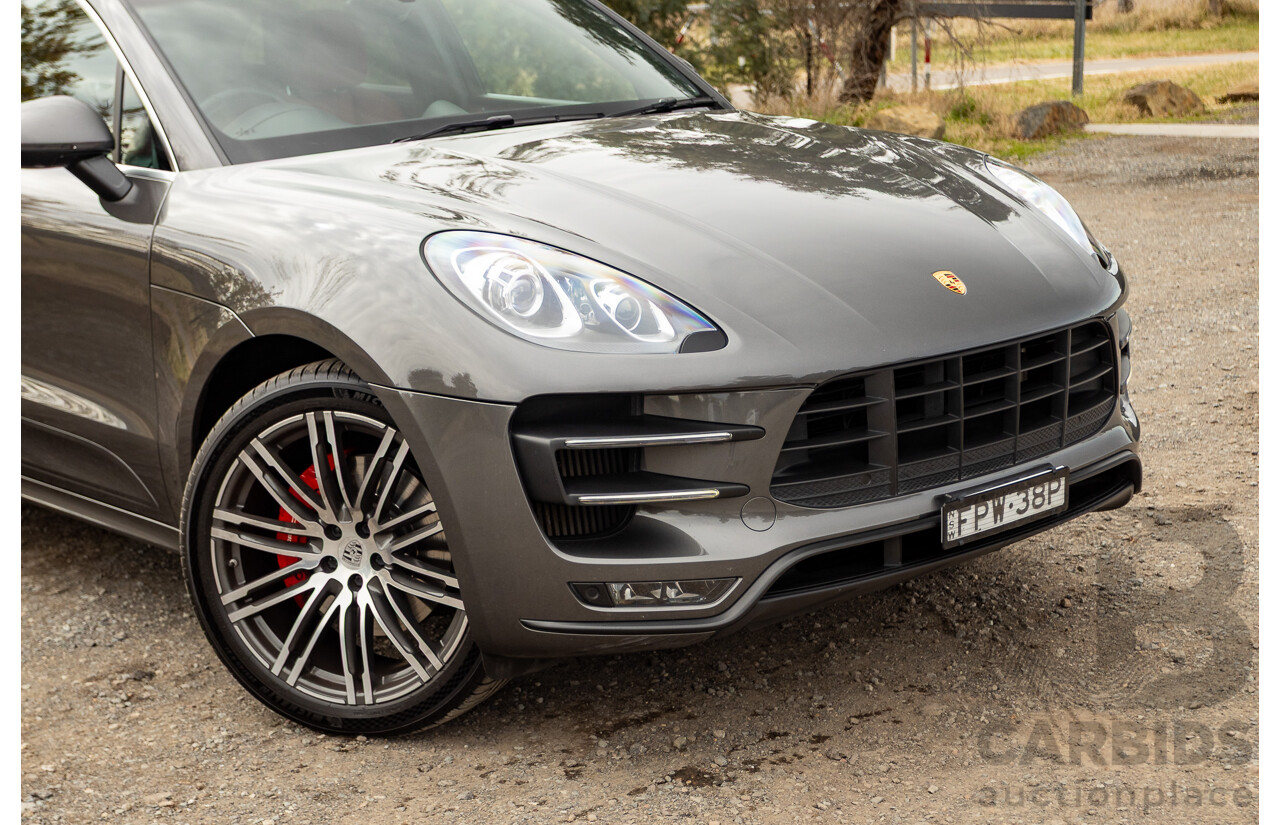 10/2014 Porsche Macan Turbo (AWD) 95B MY15 4d Wagon Agate Grey Metallic Twin Turbo V6 3.6L
