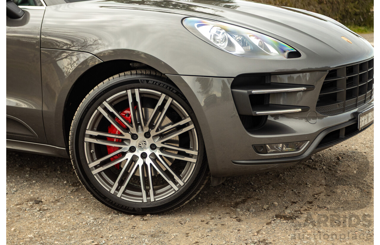 10/2014 Porsche Macan Turbo (AWD) 95B MY15 4d Wagon Agate Grey Metallic Twin Turbo V6 3.6L
