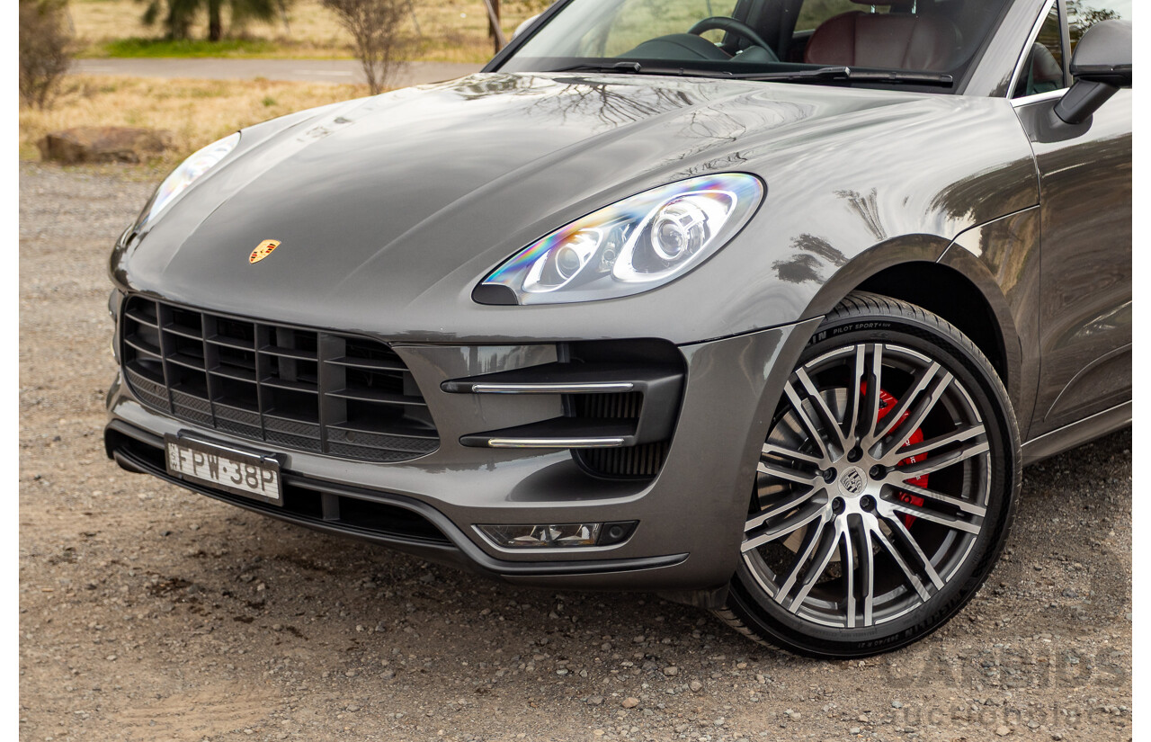 10/2014 Porsche Macan Turbo (AWD) 95B MY15 4d Wagon Agate Grey Metallic Twin Turbo V6 3.6L