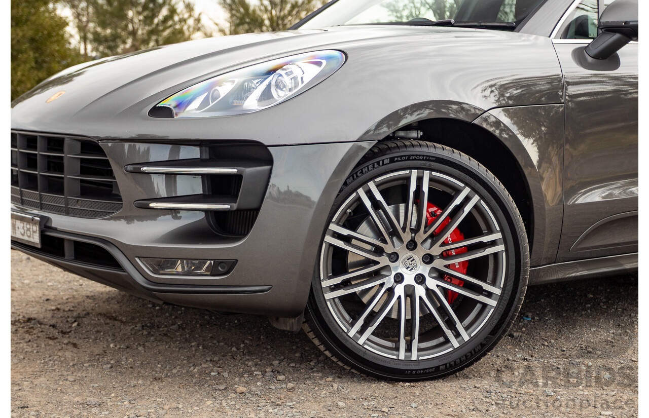 10/2014 Porsche Macan Turbo (AWD) 95B MY15 4d Wagon Agate Grey Metallic Twin Turbo V6 3.6L
