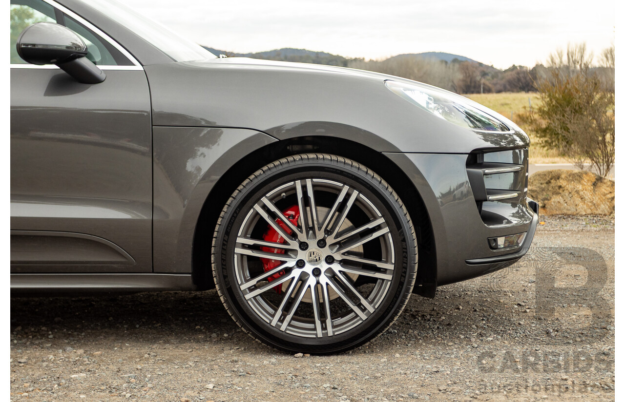 10/2014 Porsche Macan Turbo (AWD) 95B MY15 4d Wagon Agate Grey Metallic Twin Turbo V6 3.6L