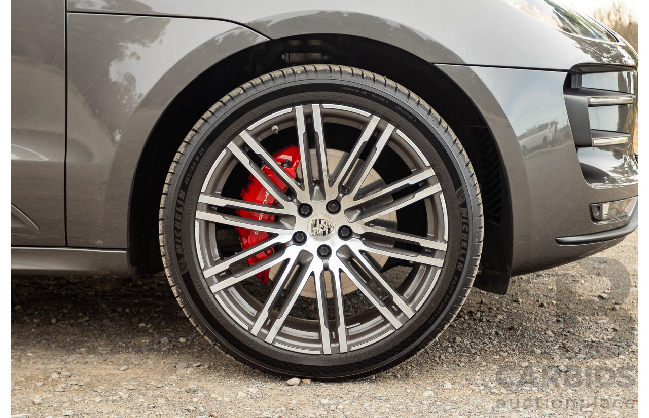 10/2014 Porsche Macan Turbo (AWD) 95B MY15 4d Wagon Agate Grey Metallic Twin Turbo V6 3.6L