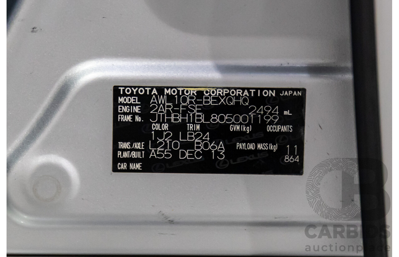 1/2014 Lexus GS300h Hybrid F Sport AWL10R MY14 4d Sedan Sonic Silver Metallic 2.5L - 105kW Hybrid