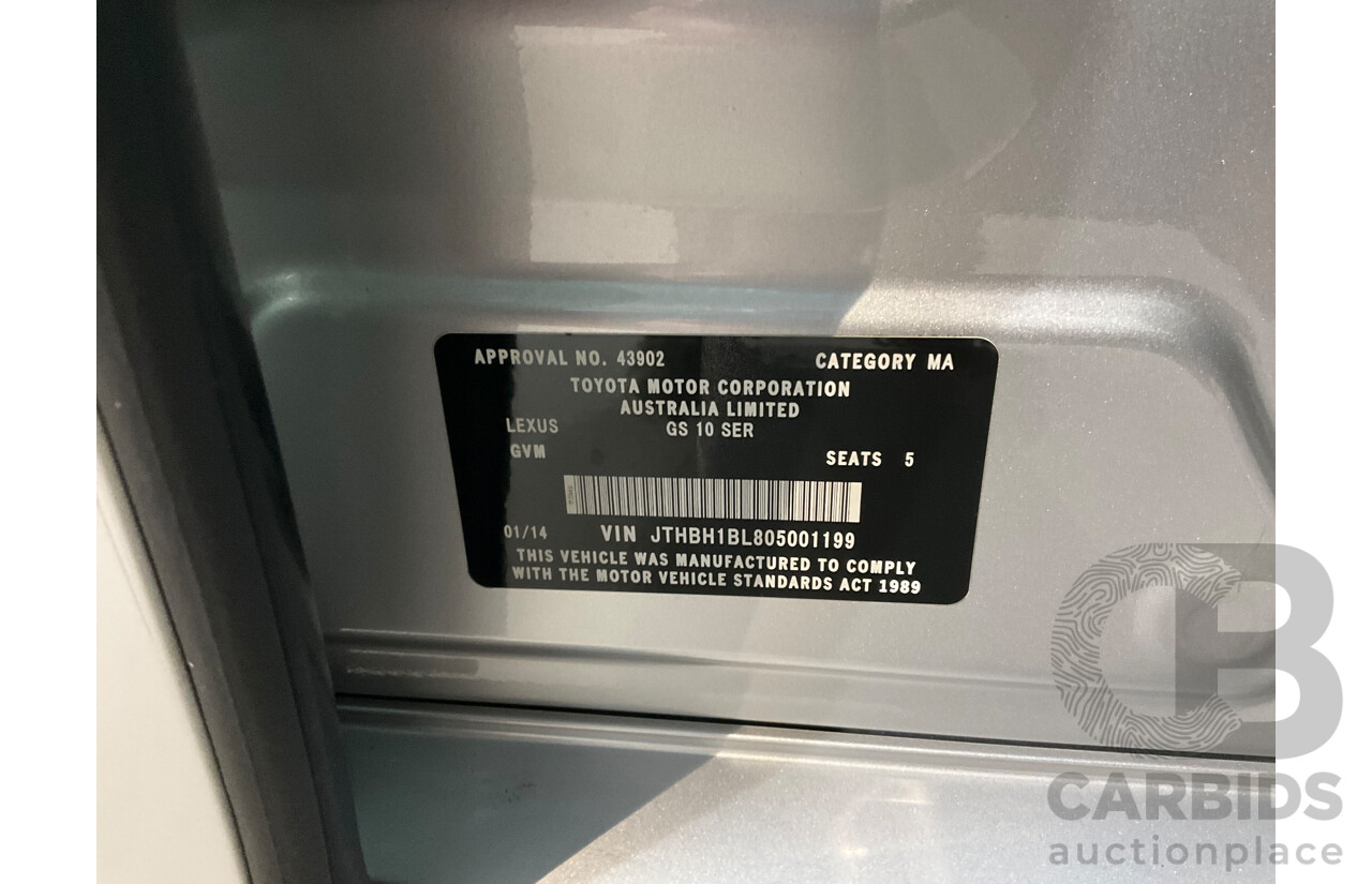 1/2014 Lexus GS300h Hybrid F Sport AWL10R MY14 4d Sedan Sonic Silver Metallic 2.5L - 105kW Hybrid