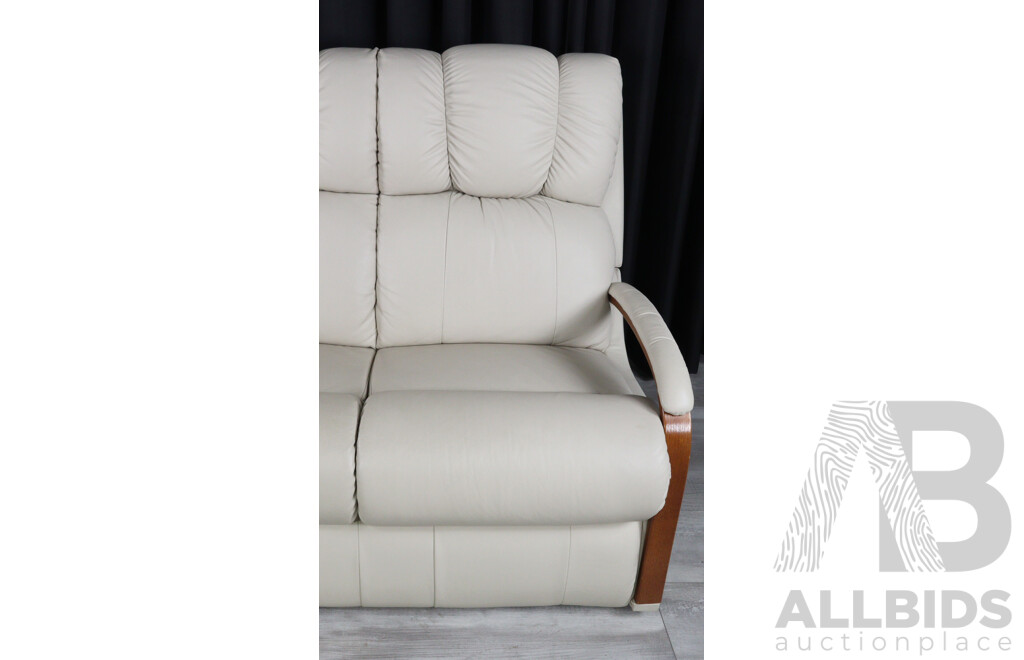 Pair of Cream Leather Two Seater Lounges by LA-Z-Boy
